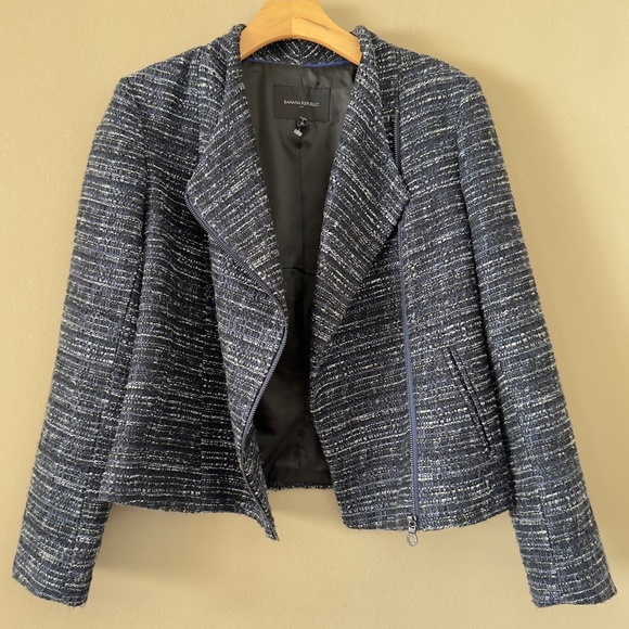 Banana Republic Heritage Collection Tweed Moto Jacket Size 10 - Picture 2 of 7
